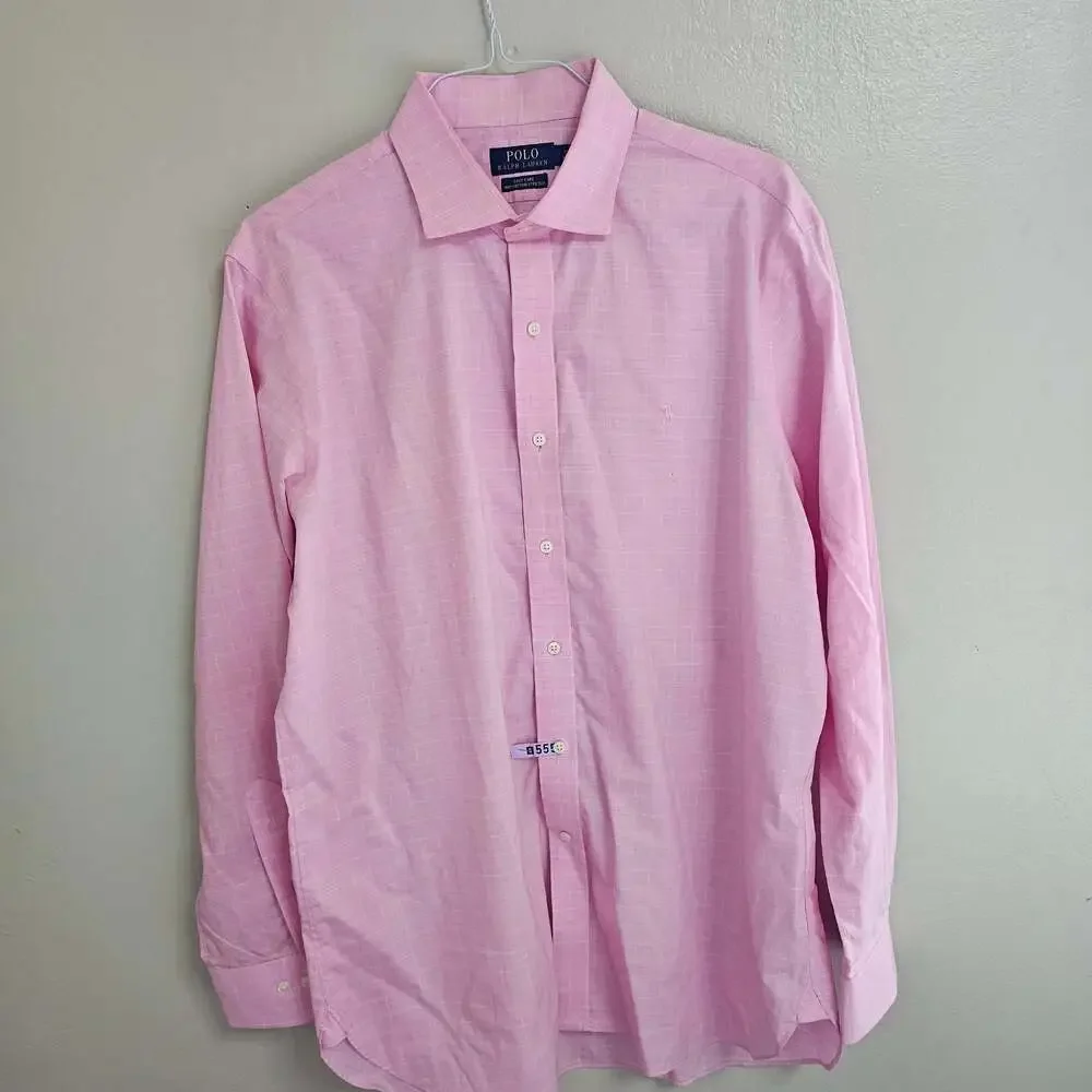 Polo Ralph Lauren Easy Care Cotton Stretch Pink Dress Shirt Men's 17 34/35
